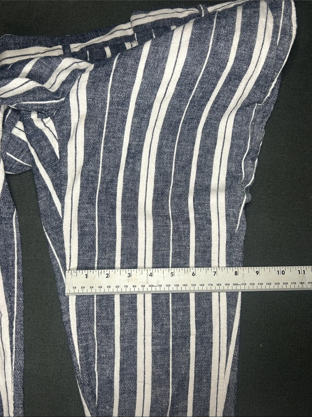 Banana Republic Navy & White Striped Straight-Leg Pants linen blend